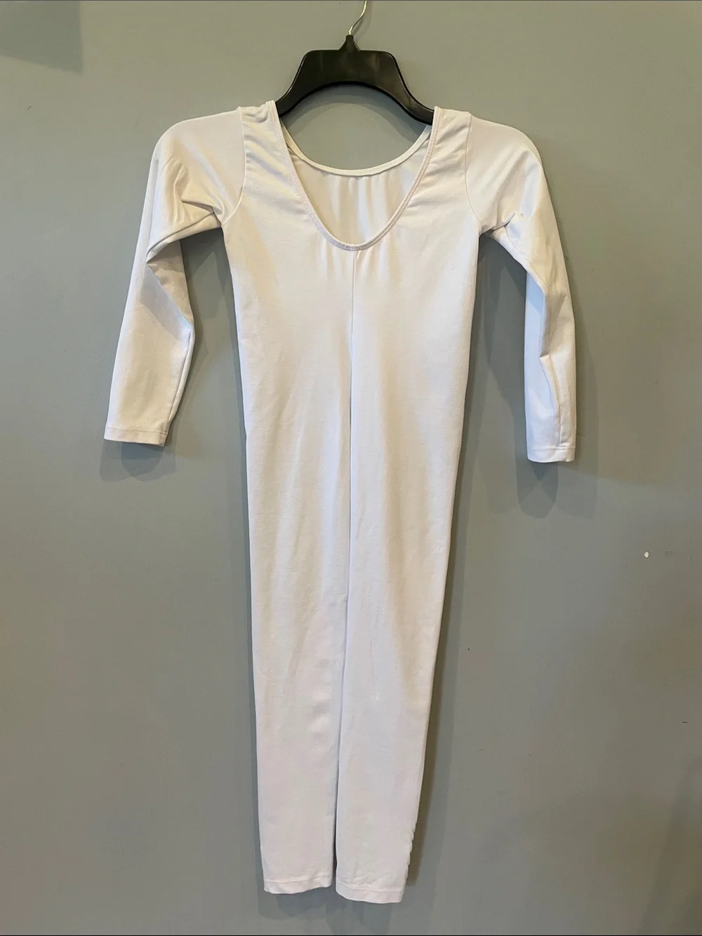 Kids White Long Sleeve One-Piece Body Suit eurotard large